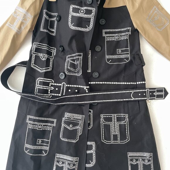 Libertine Pocket Talk Crystal Belted Trench Coat - Picture 3 of 8